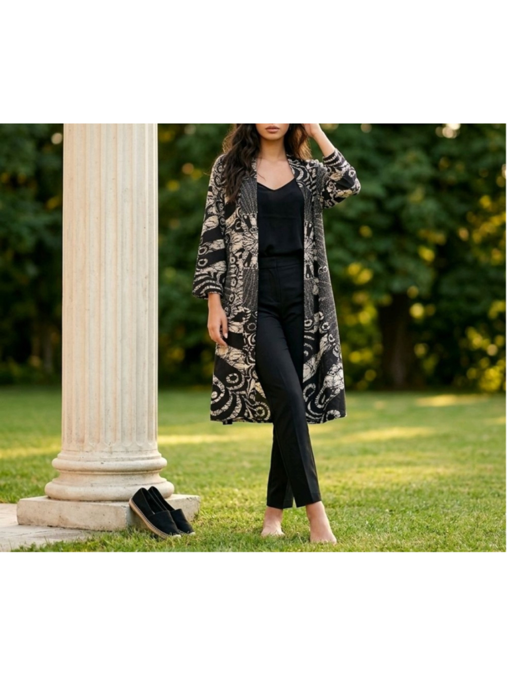 Women's Boohoo Plus Size Abstract Avant-garde Long Kaftan Kimono Size 20 Luxe